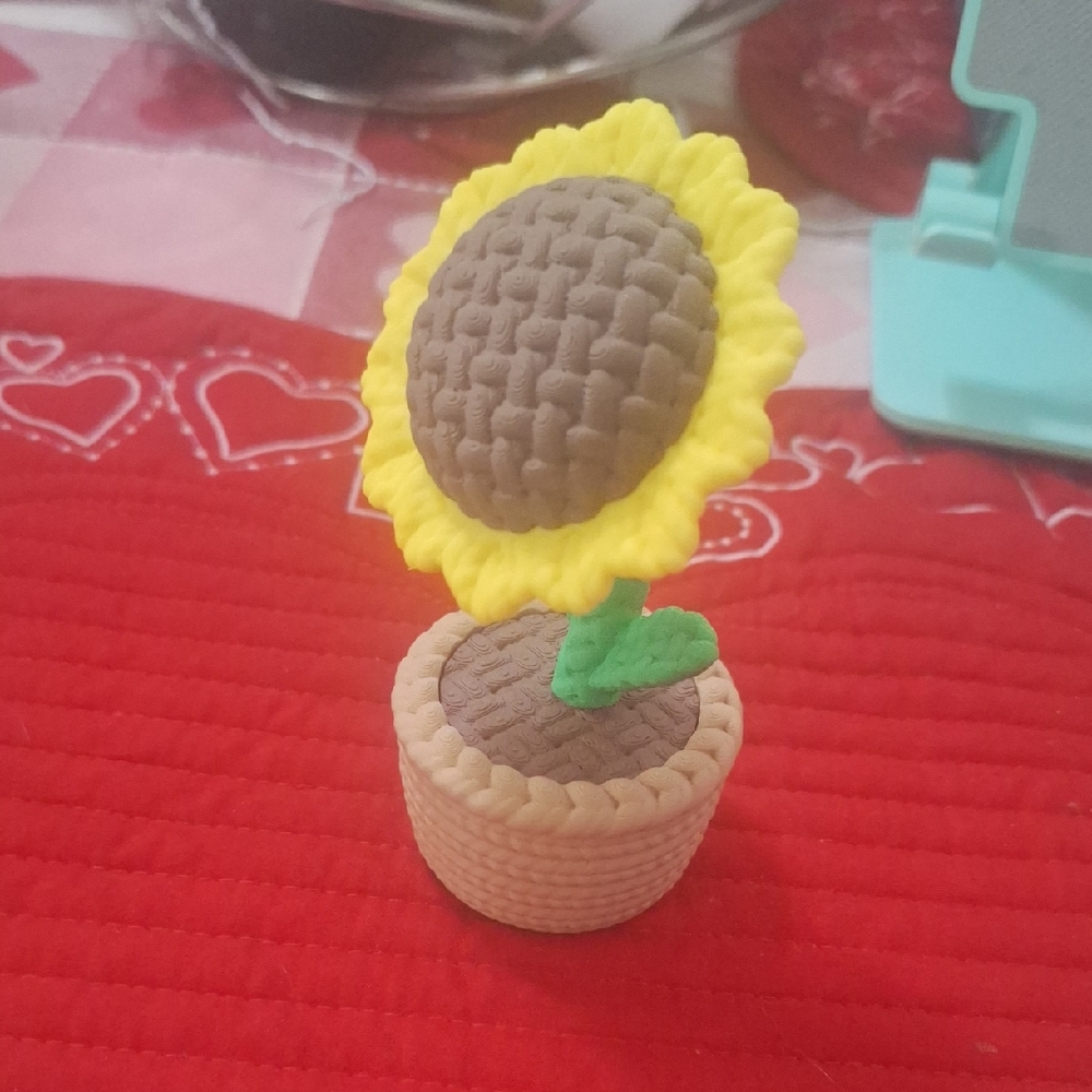 Yellow Sunflower Clay Figurine
